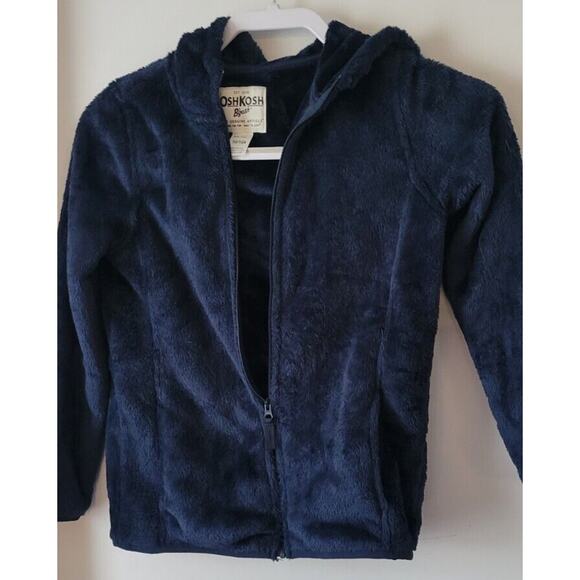 OshKosh B'Gosh Girls Sz 10 Zip Up Hooded Lightweight Jacket Navy Blue Velvet - Picture 4 of 6